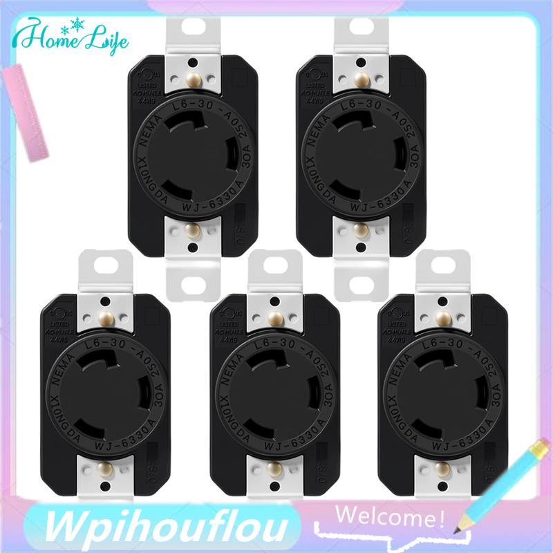 5-Pack NEMA L6-30R 30A 250V Khóa Receptacle 5 Gói NEMA L6-30R Flush Mount Locking Receptacle, 30 Amp