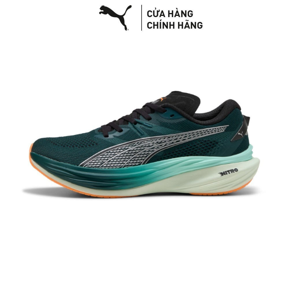 Giày Chạy Bộ PUMA Nam Deviate NITRO 3 Green Terrain-Heat Fire Màu Xanh Lá