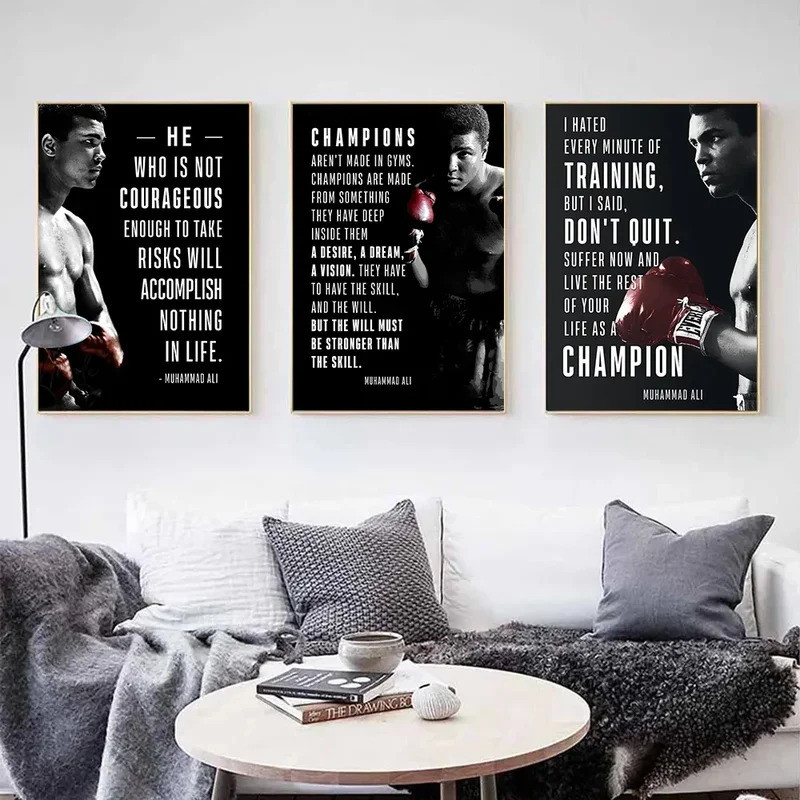Boxer Treo Tường Nghệ Thuật Poster Mike Tyson Muhammad Ali Động Lực Trích Dẫn Trang Trí Nhà Hình Ảnh
