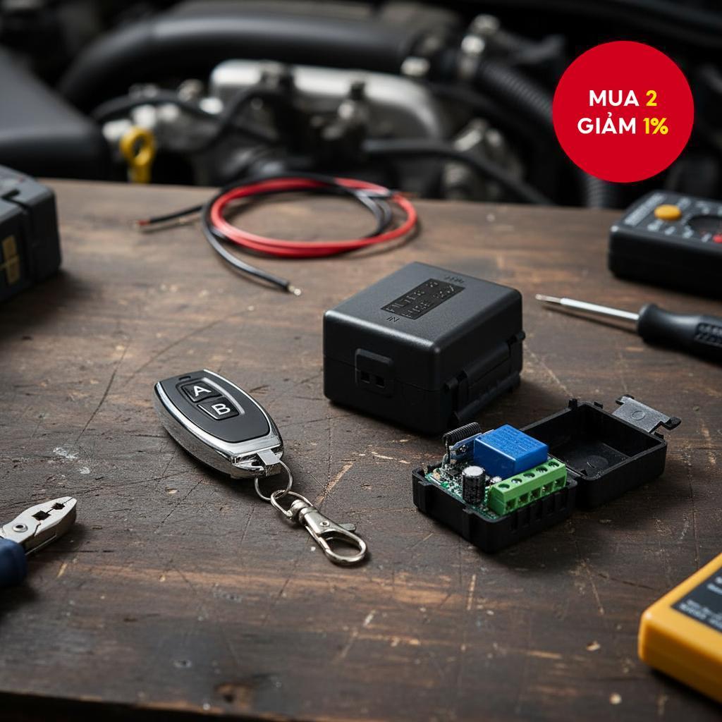 Công tắc điều khiển từ xa không dây 433MHz DC 12V 1CH RF 10A Relay Receiver và 2CH Transmitter phù h