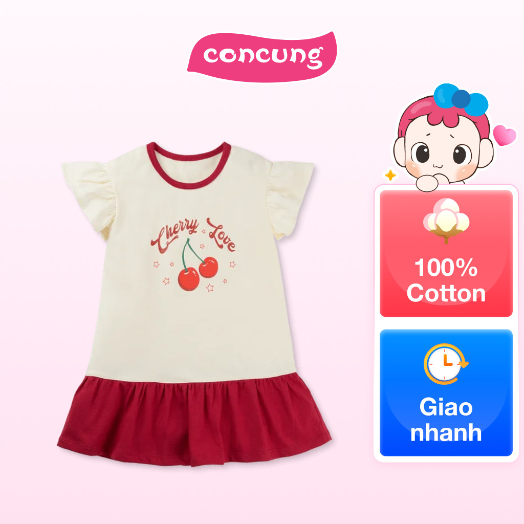 Đầm bé gái Animo Easy LU1125021 (4Y,Kem-đô,TT02)