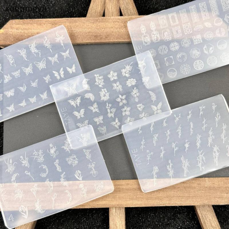 # luepin # Flower 3D Silicone Nail Art Mold DIY Vintage Flower Frame Floral Design Transparent Relie