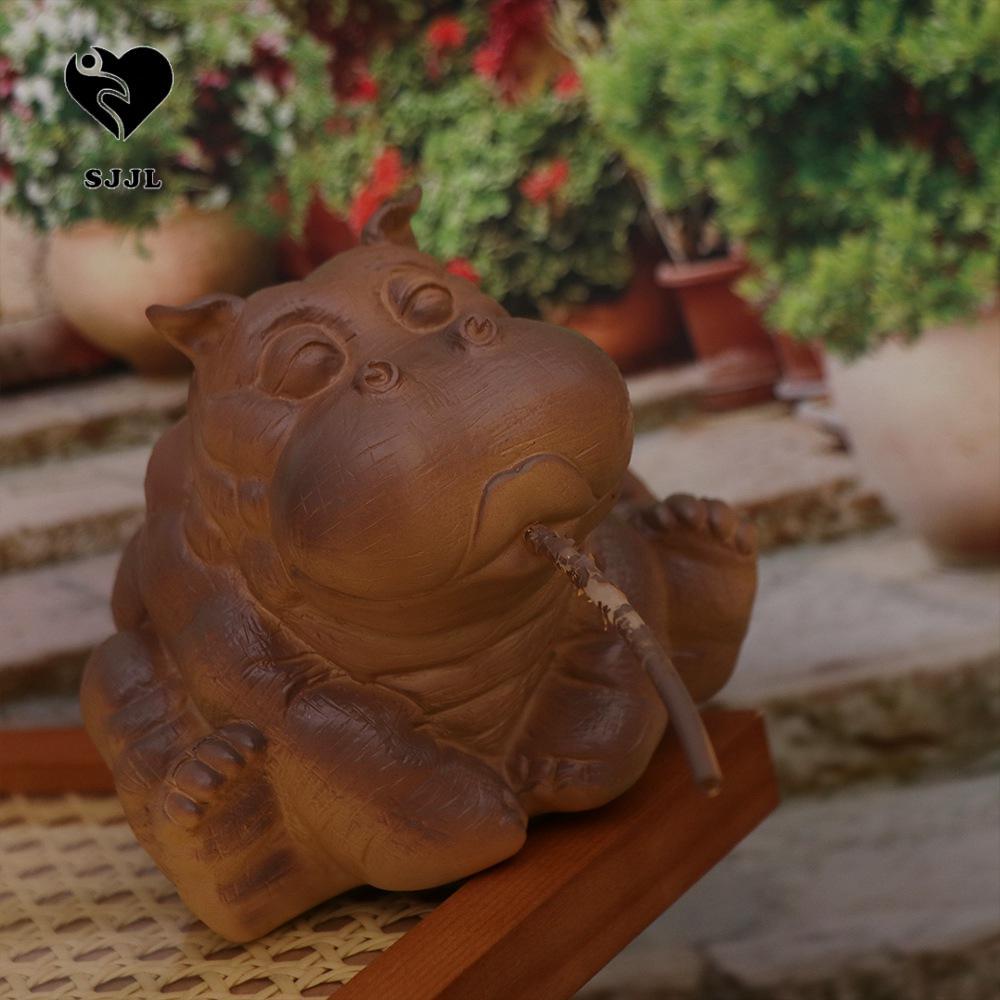 SJJL Hippo Pond Spritter Tượng, Nhựa Thực Tế Hippo Vườn Tượng, Hippo Trang Trí Dễ Thương Mô Phỏng Độ