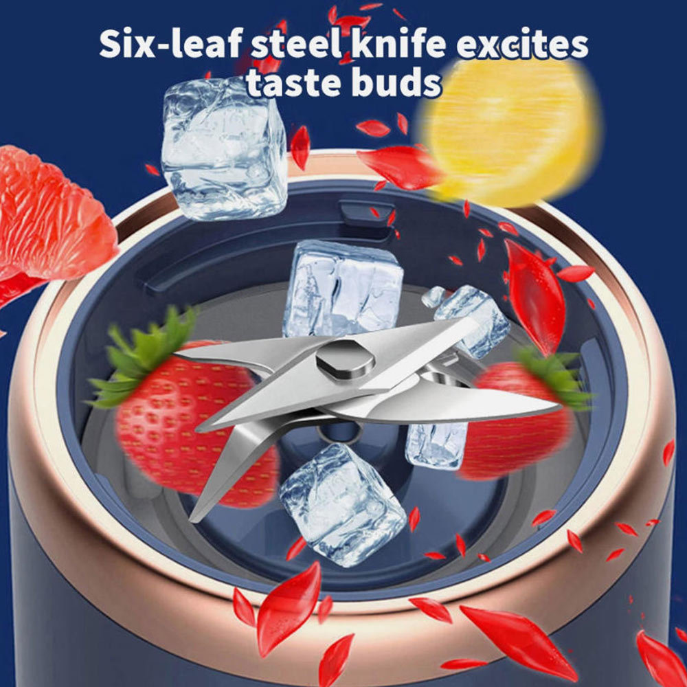 Household Portable Mini Juicer 6 Blades Blender Mixer Wireless USB Charging Fully Automatic Ice Crus