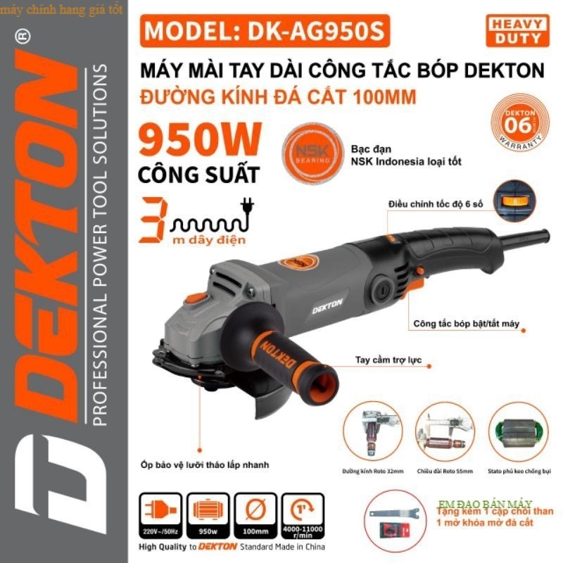 Máy mài có điều tốc Dekton AG950S 950W bạc đạn NSK nhật Máy  giá tốt