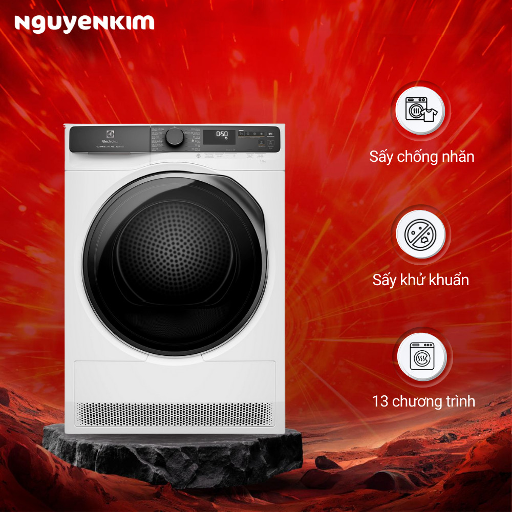 Máy sấy quần áo bơm nhiệt Electrolux 9 kg EDH903R7WC