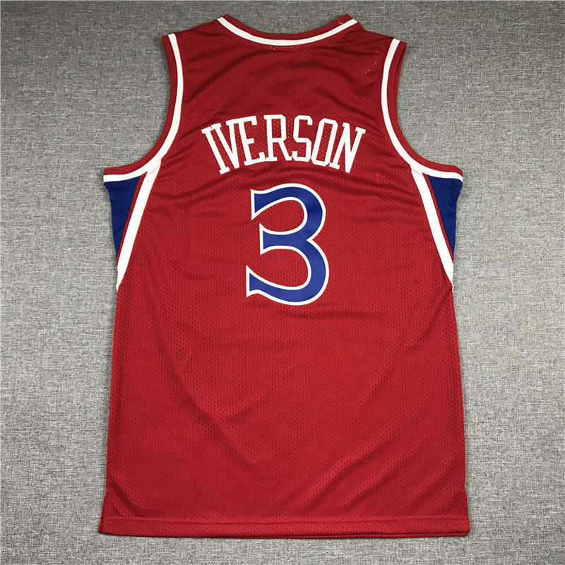 76 Đội tuyển3Vintage Red Iverson Minnesota Áo bóng rổ