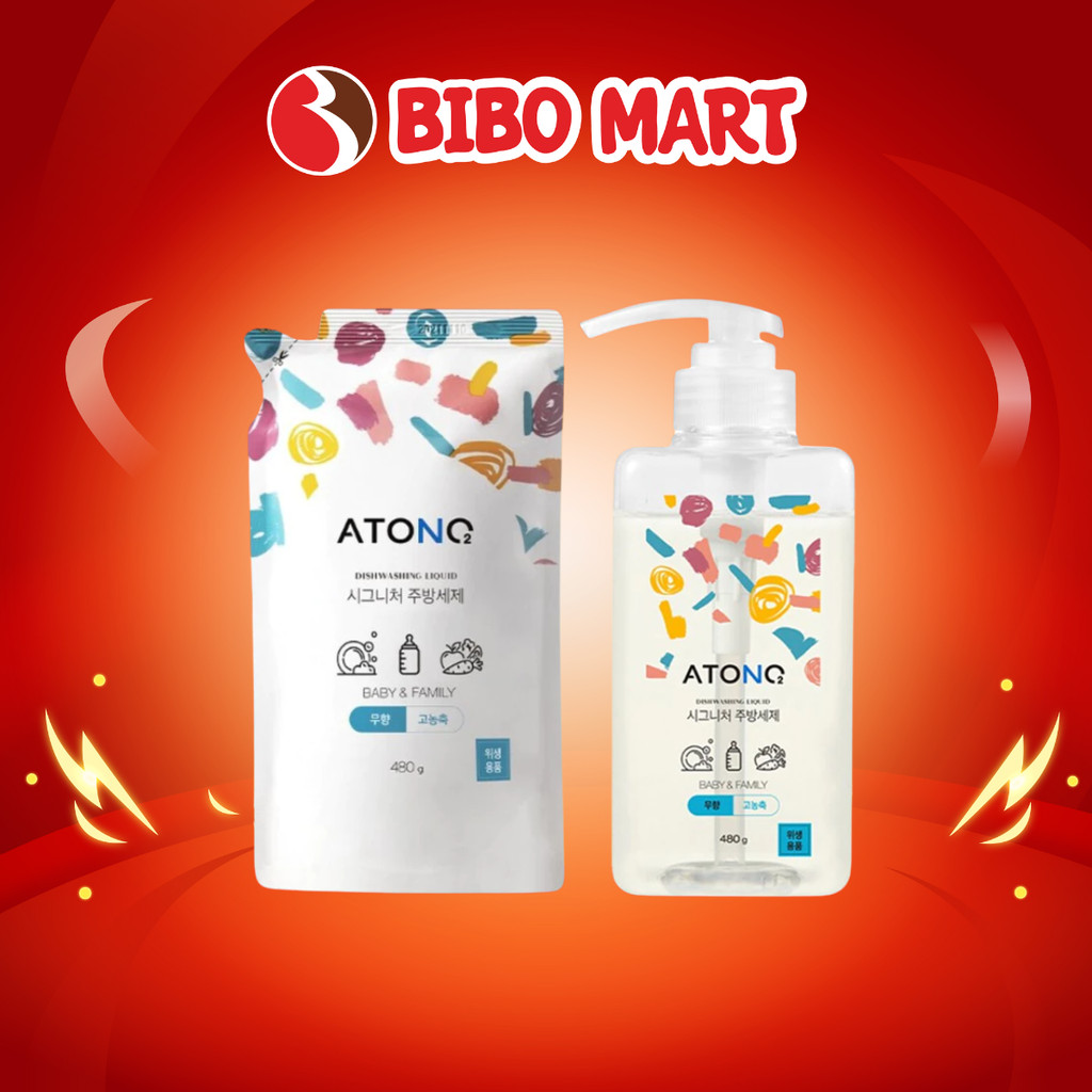 Nước Rửa Bình Sữa Chén Bát Atono2 Thuần Chay Đậm Đặc Chiết Xuất Thiên Nhiên Chai 480g - Bibomart