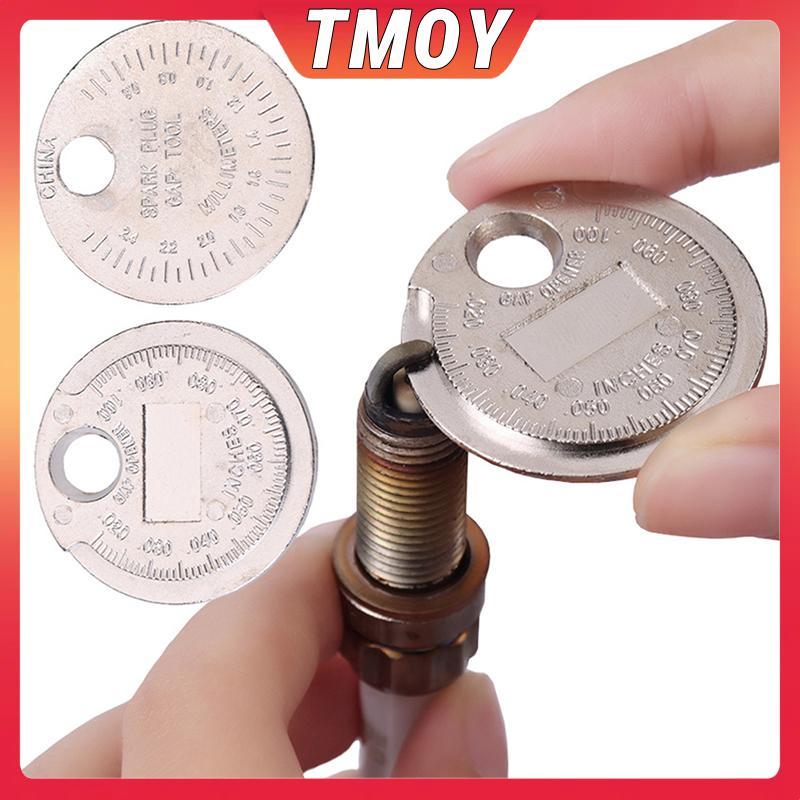 TMOY 1PC 0.6-2.4mm Phạm vi Đồng Xu Loại Bugi Gage Gap Tool Feeling Spark Plug Gap Tool TMOY