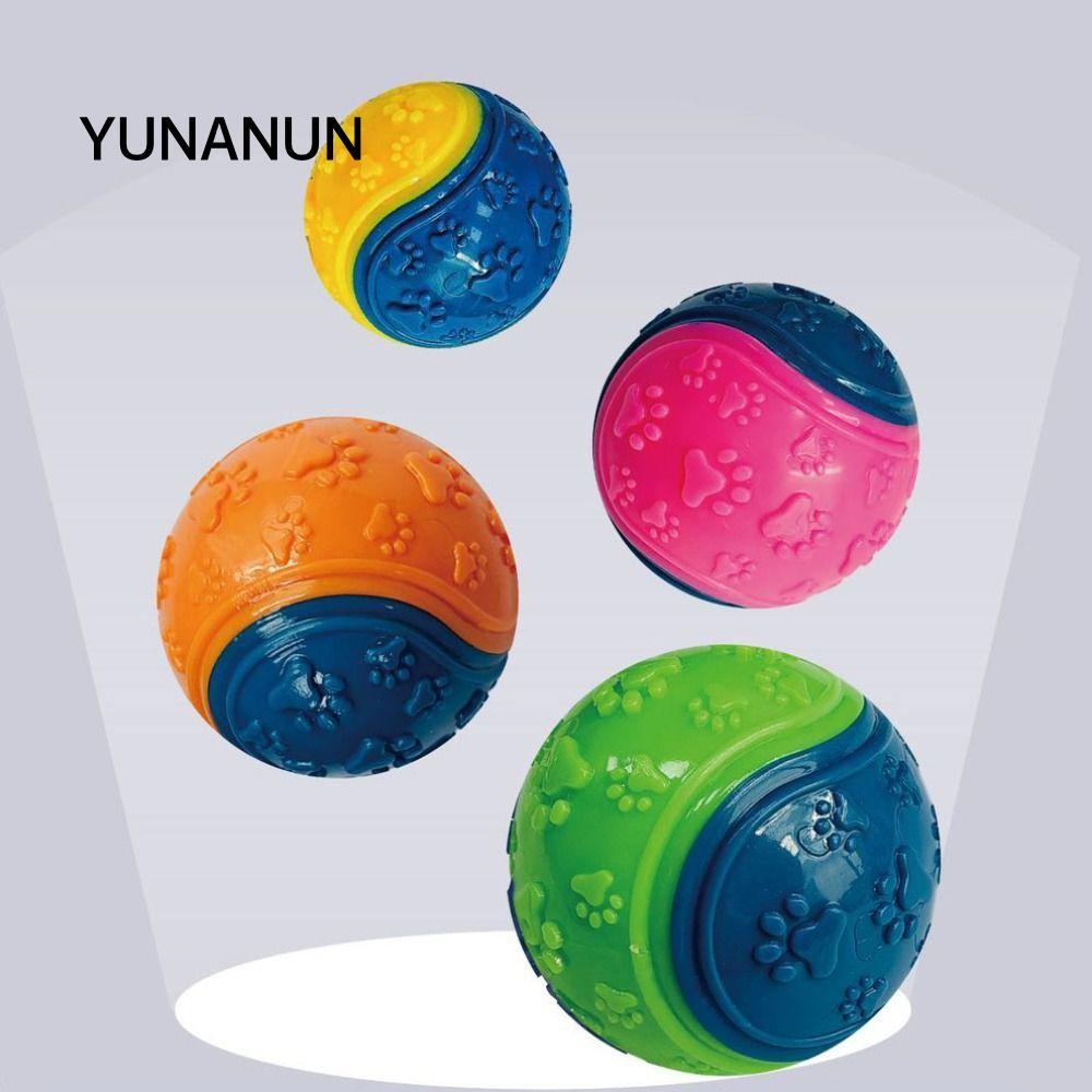 YUNAUN Teasing Dog Ball, TPR Orange Yellow Dog Chew Ball Toy, 6.2cm Cat Bouncing Toy Ball Dog