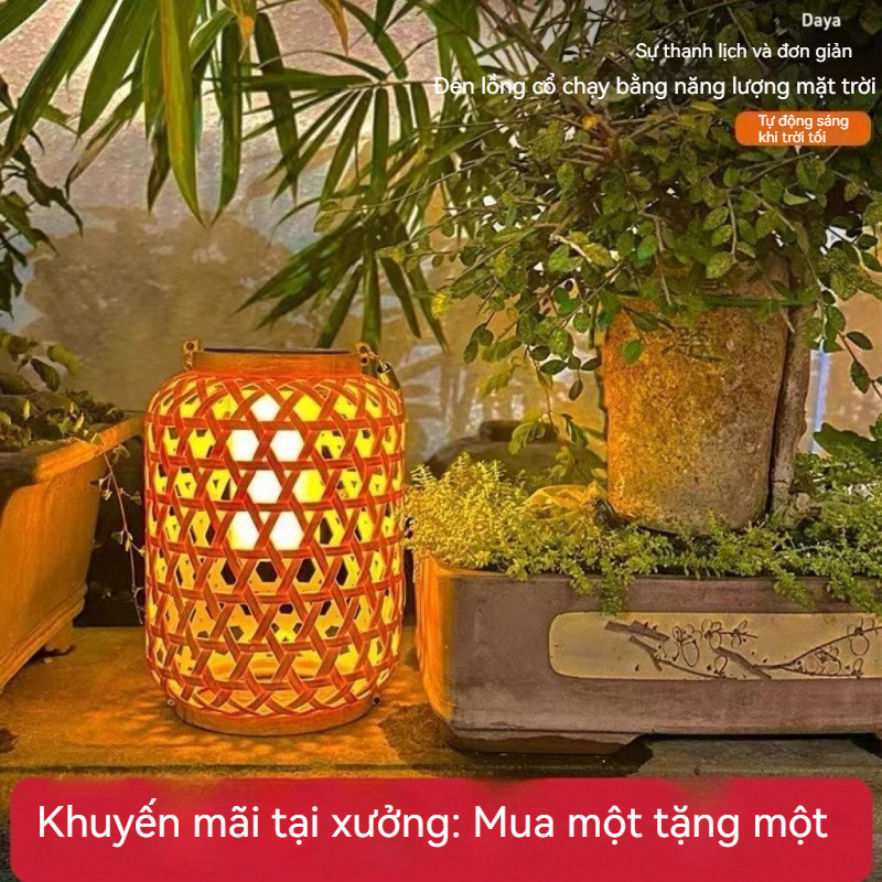 DJ03-Đèn chùm vườn ngoài trời Trung Quốc, đèn nghệ thuật tre vườn cổ điển