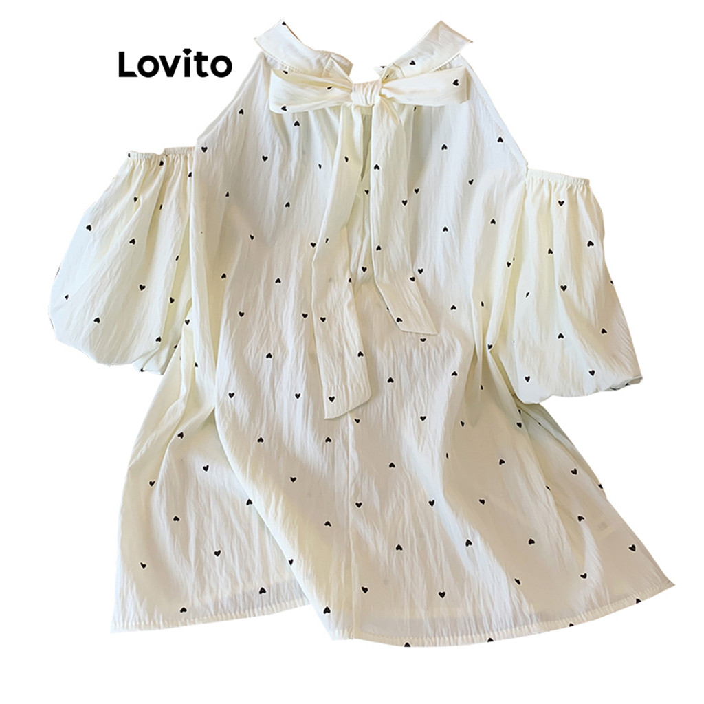 Lovito Phong cách thường ngày Áo sơ mi giản dị chấm bi họa tiết lưng cho nữ LNE71653 | BigBuy360 - bigbuy360.vn