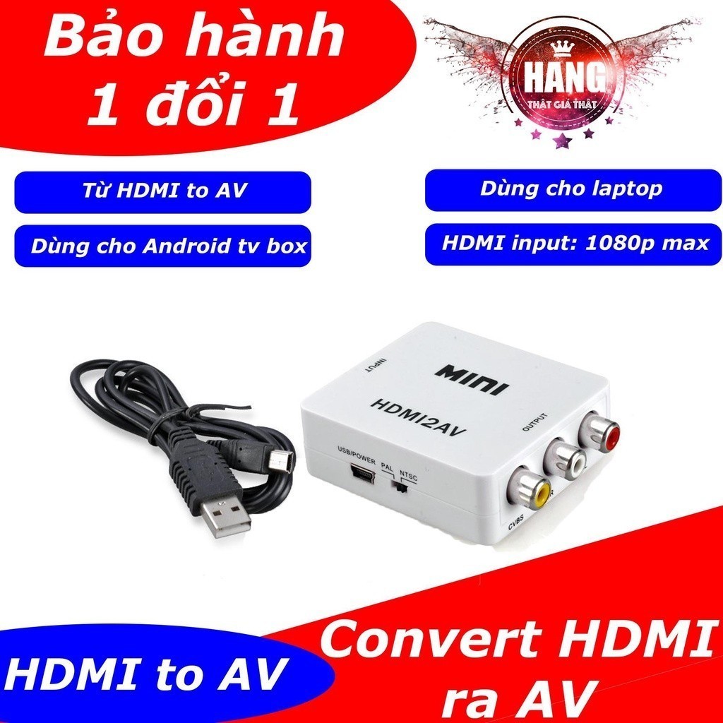 Hộp chuyển HDMI ra AV cho Android box, tivi box, dvd ra tivi cổng hoa sen