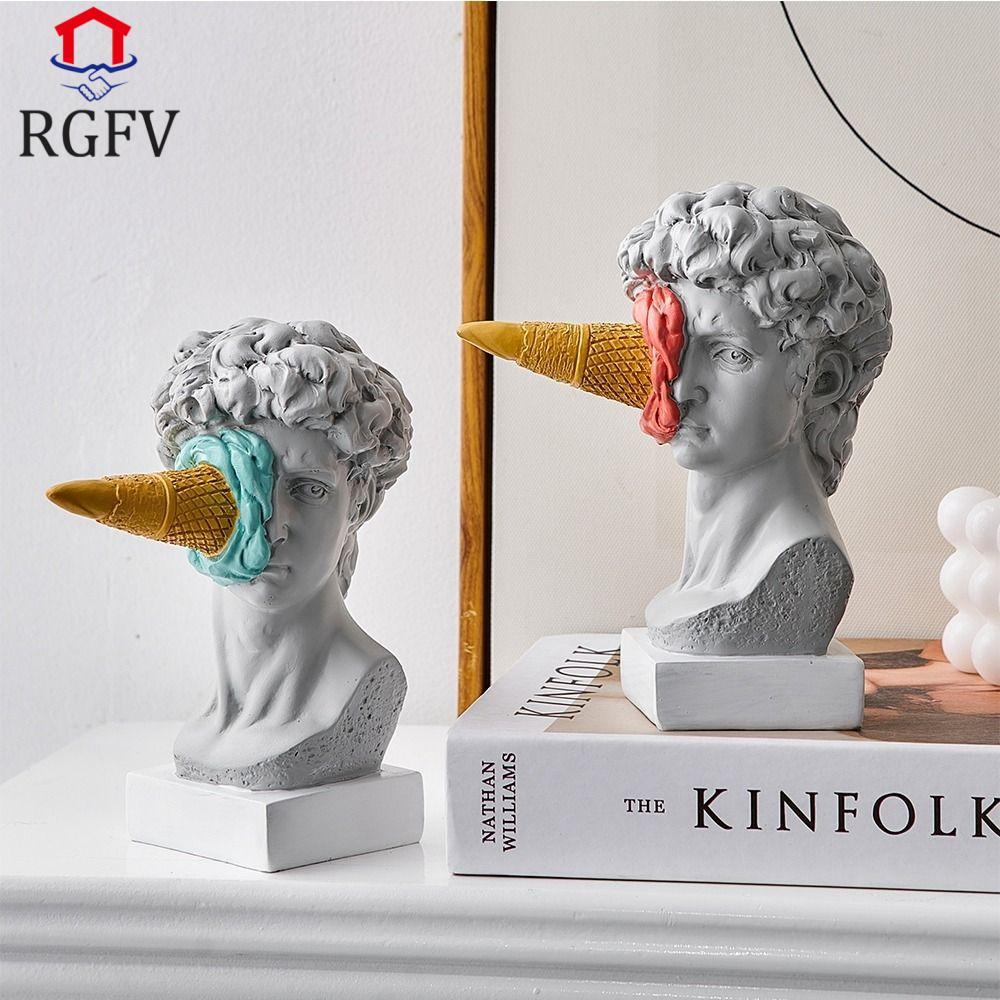 Tượng RGFV David, Bắc Âu David Ice Cream David Figurine, Kem Hiện Đại Trừu Tượng Nhựa Đập Mặt David 