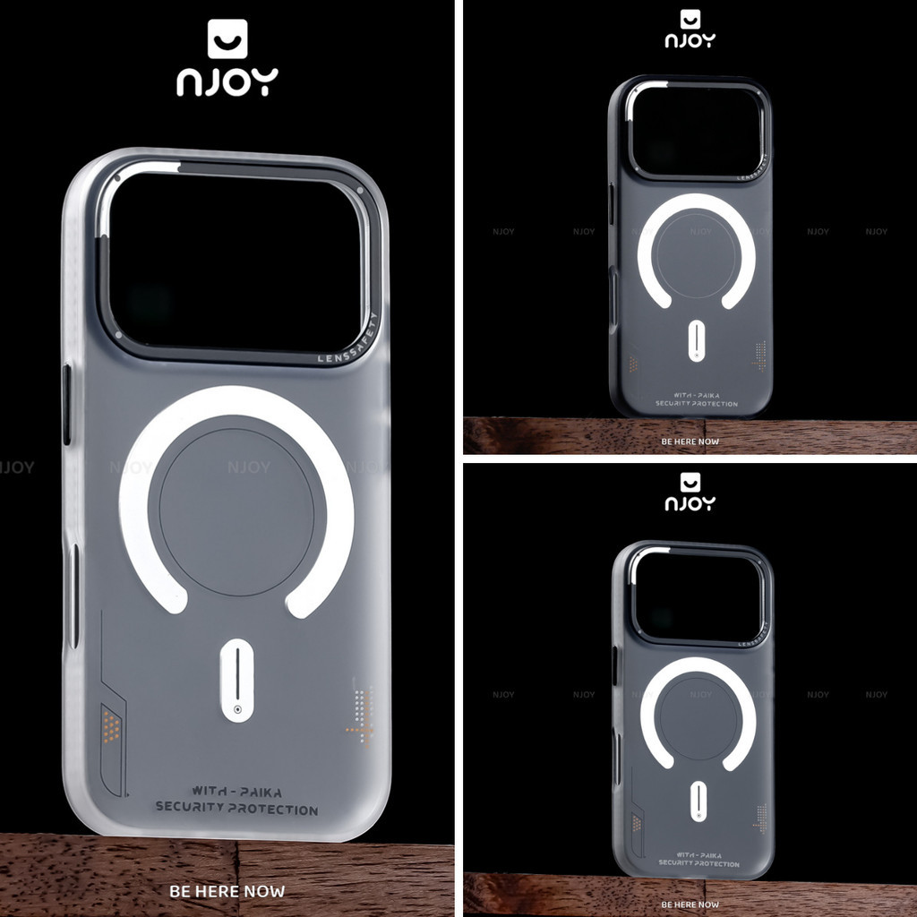 Ốp Lưng Nhám Cyberpunk Nút Bấm Kim Loại Viền Chống Trượt Cho iPhone 17 Pro Max 16 15 14 13 Njoyshop