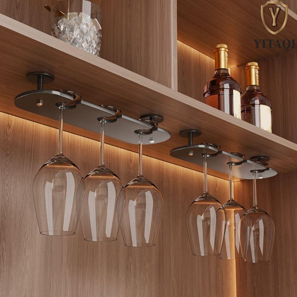 Giá đỡ ly rượu vang lên YITAQI, Giá đỡ ly rượu vang ngược 2 / 3 / 4 khe bằng nhôm không gian, Giá đỡ