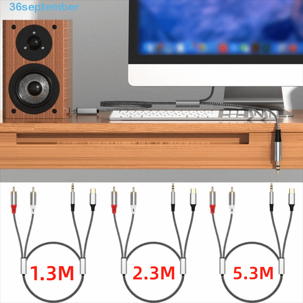 Cáp RCA 2 trong 1 tháng 9, Cáp chia 1.3M / 2.3M / 5.3M Y Bộ chuyển đổi âm thanh Aux, Linh hoạt Đa nă