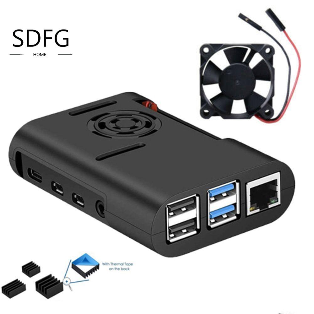 Vỏ SDFG ASB Tản nhiệt hữu ích cho Raspberry Pi 4 Model B, Pi 4B, Pi 4 Vỏ đen