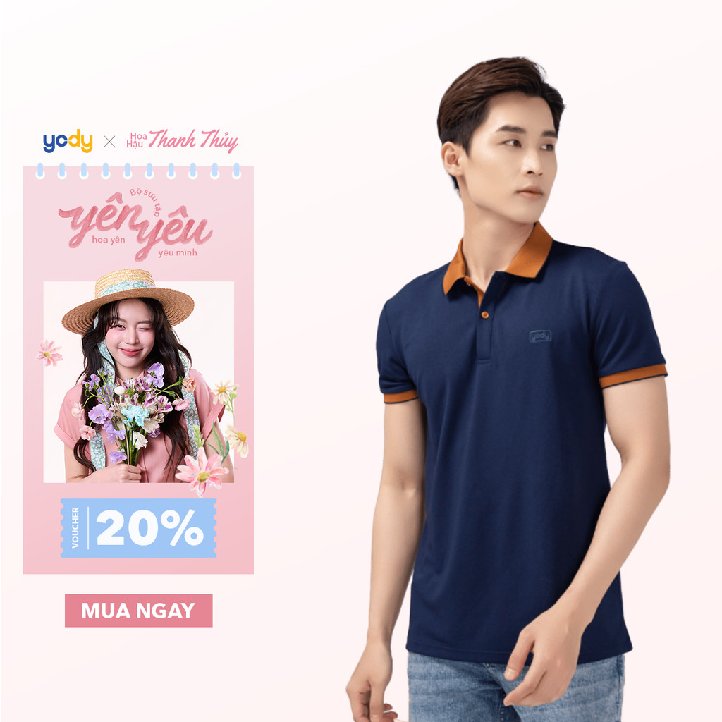 ⚡XẢ KHO⚡ Áo polo nam s.cafe pique phối nẹp YODY khử mùi kháng mùi cơ thể thấm hút mồ hôi APM3635