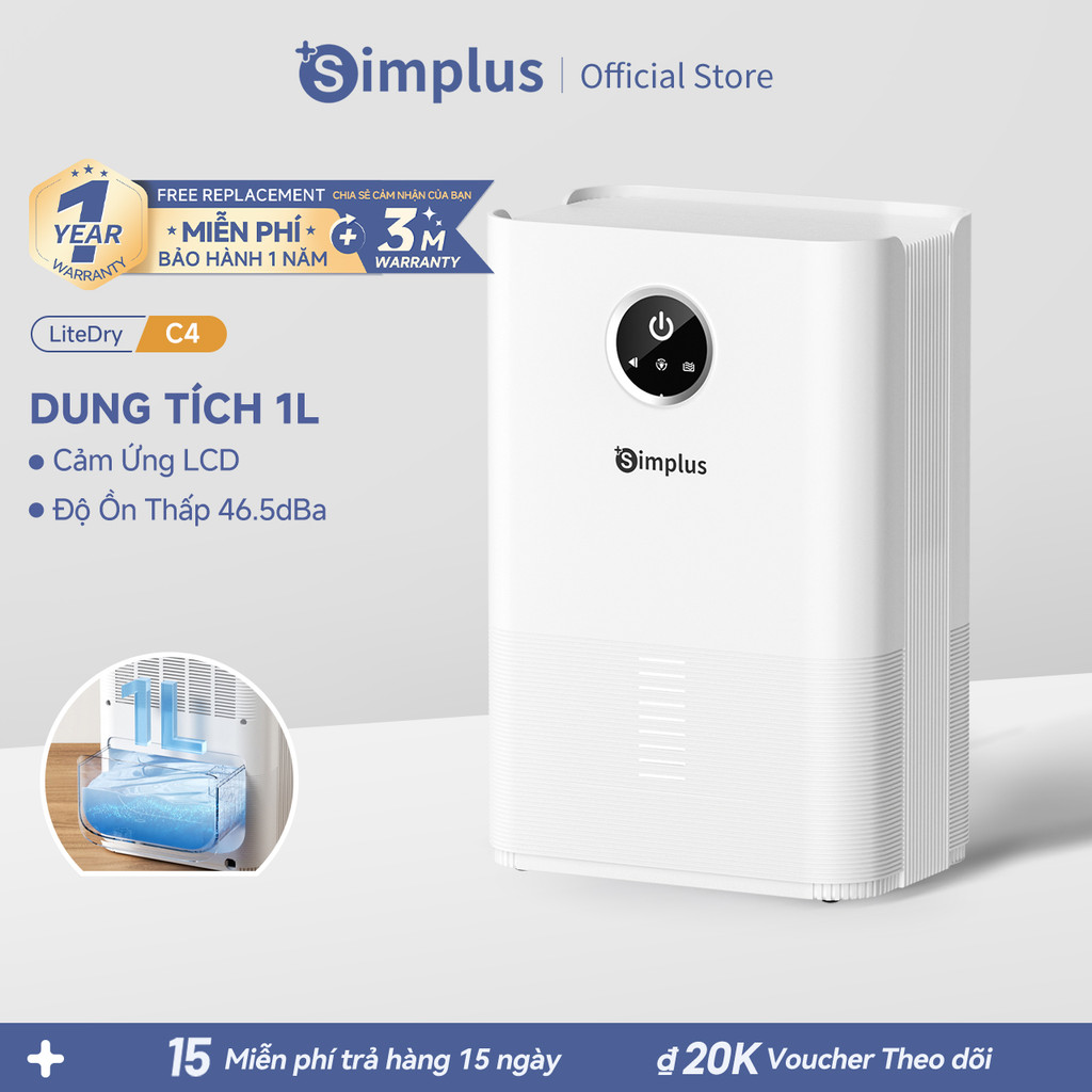 Simplus Máy Hút Ẩm Dung Tích 1L Dành Cho CUSH004 - Bảo Hành 1 Năm 1 Đổi 1