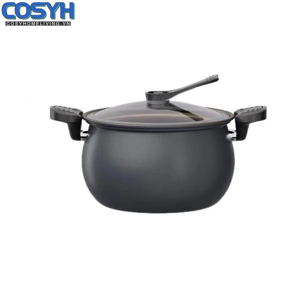 <cosyh>Large Titanium Stew Pot with Glass Lid for Induction Gas and Multi Stove Cooking