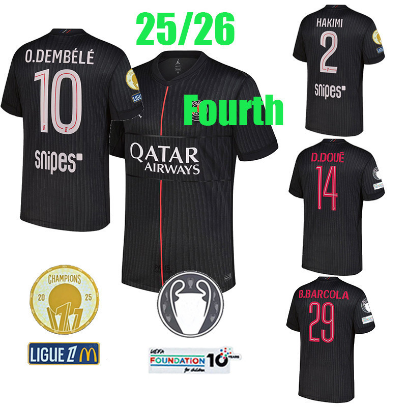 S-XXXXL 25 / 26 O.DEMBELE quần áo bóng đá PaRis Áo đấu thứ tư D.DOUE KVARATSKHELIA O.DEMBELE HAKIMI 
