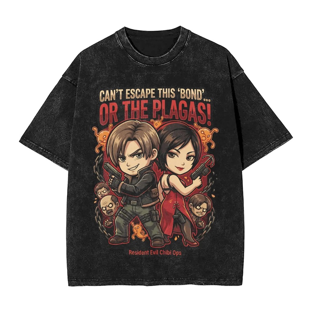Áo thun ngắn tay Leon S. Kennedy Resident Evil Requiem, họa tiết Kennedy, chất liệu 100% cotton hạng
