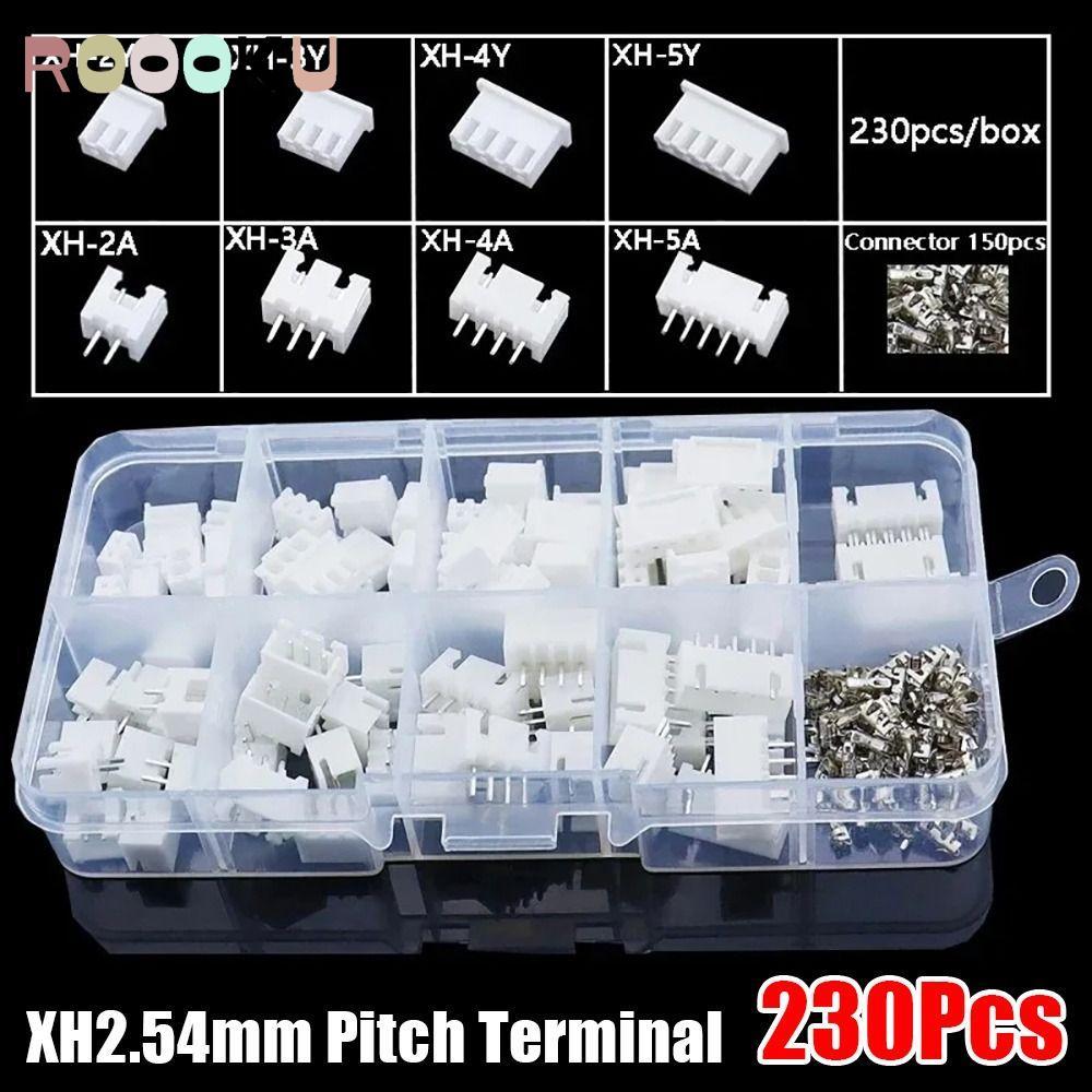 ROOOKU 230 Chiếc 2.54mm Pitch Terminal, XH2.54 Bộ vỏ Pin Connector, 4 giá trị Nam Nữ 2p 3p 4p 5pin T