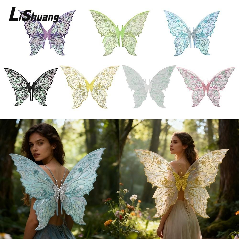 LISHUANG Fairy Wings, Dress UP Princess Angel Wing Đôi cánh thiên thần, Organza dễ thương lấp lánh C