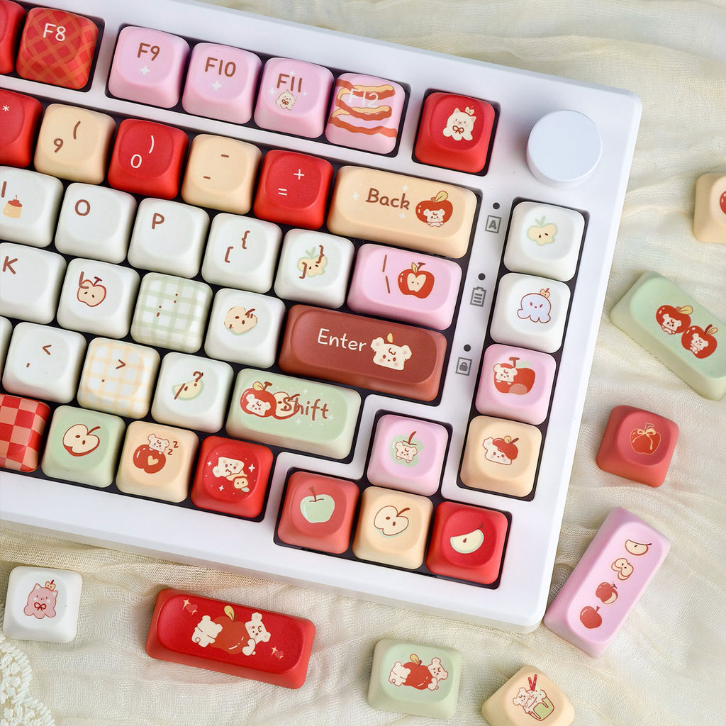 [Tiếng Anh / Thái / Hàn Quốc] MAIMOOO Bear Apple Keycaps PBT 120 Phím MOA / Cherry Profile Dye-sub C