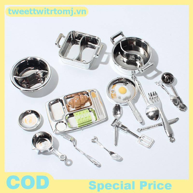 TOMJ 1 / 12 Nhà Búp Bê Mô Phỏng Nồi Canh Nhà Búp Bê Mini Lẩu Bộ Đồ Ăn Búp Bê Nhà Bếp Phụ Kiện Nấu Ăn