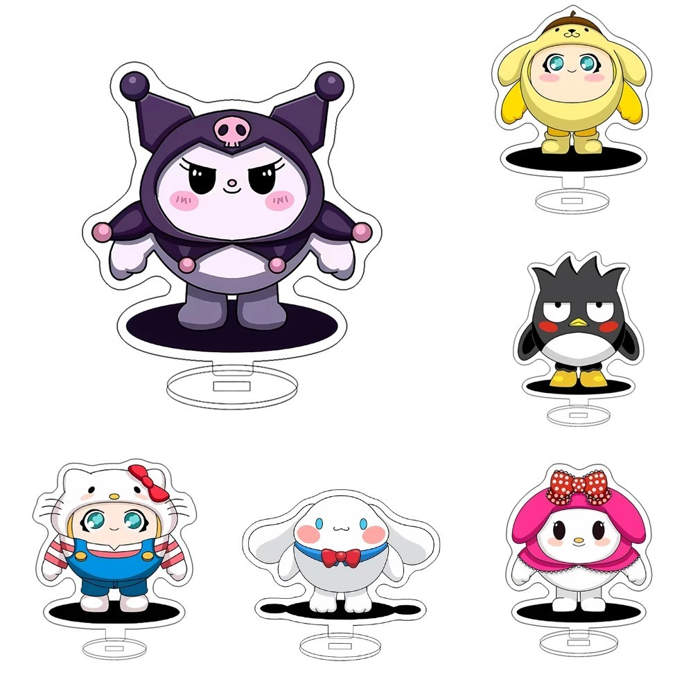 Standee Anime Eggy Party x Sanrio mô hình mica Acrylic Kuromi Hello Kitty Cinnamoroll để bàn trang t