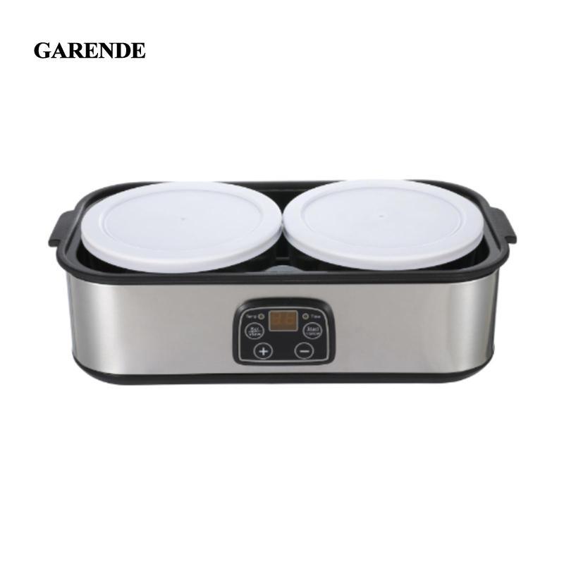 Máy làm sữa chua hai cốc điện Garende có hẹn giờ nhiệt độ để làm sữa chua tốt cho gia đình và chuẩn bị thực phẩm lên men