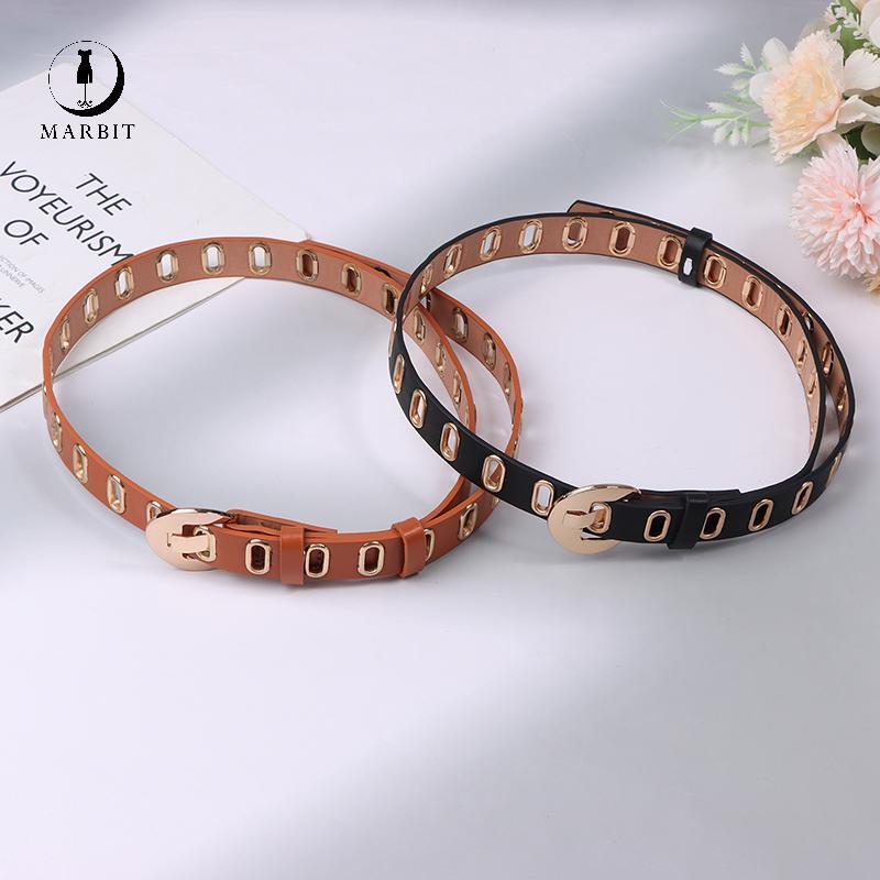 Marbit Mới Grunge Nữ Thắt Lưng Có Thể Điều Chỉnh Lỗ grunge Punk Thắt Lưng Nữ Hợp Kim Pin Bule Da PU 