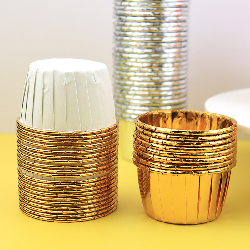 Cốc Muffin Lớn Cuộn Miệng Cupcake Cốc Vàng Bạc Bánh Cốc Muffin Nướng Bánh Muffin Cốc 60124