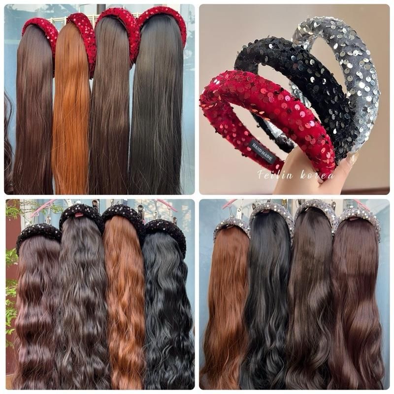 Tóc băng đô 60cm, CÀI lấp lánh kim sa chụp áo dài , tặng dưỡng và thun ,phụ nữ. BDU200