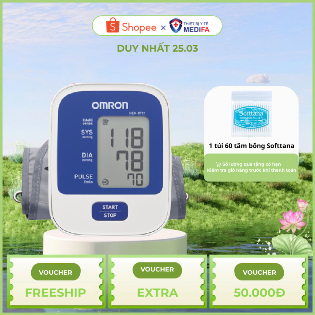 Máy Đo Huyết Áp Omron HEM-8712 Chính Hãng, Đo Nhịp Tim, Bảo Hành 5 Năm