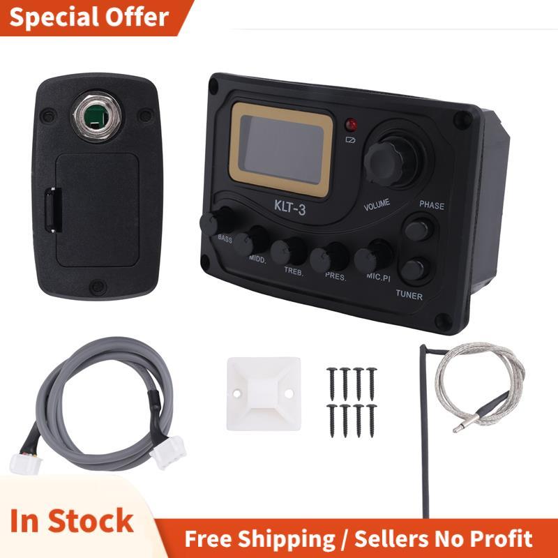 4 Band EQ Equalizer -3 Acoustic Guitar EQ Preamp với Digital Tuner Guitar Pickup