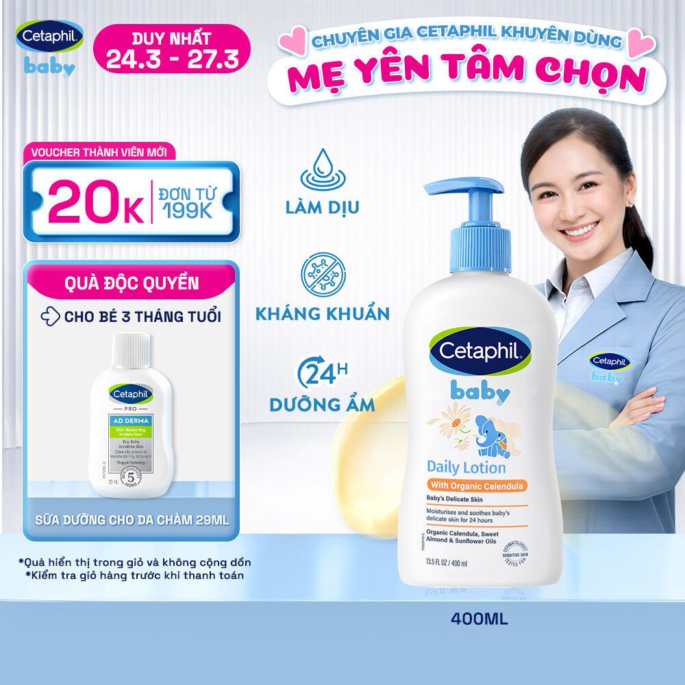 Sữa dưỡng ẩm dịu lành cho bé CETAPHIL BABY LOTION WITH ORGANIC CALENDULA 400ML