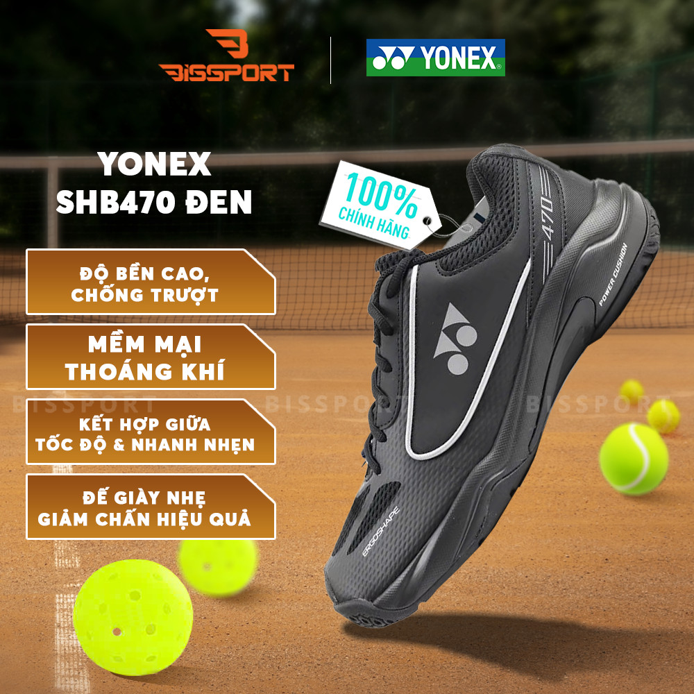 Giày Cầu Lông Yonex SHB470CR Đen Chính Hãng - Nhẹ Nhàng - Đế Tổ Ong Siêu Bám - Bám Mọi Sàn - Ổn Định