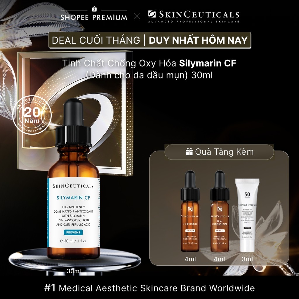 Skinceuticals Silymarin CF giúp kiểm soát dầu và cải thiện các khuyết điểm da 30ml
