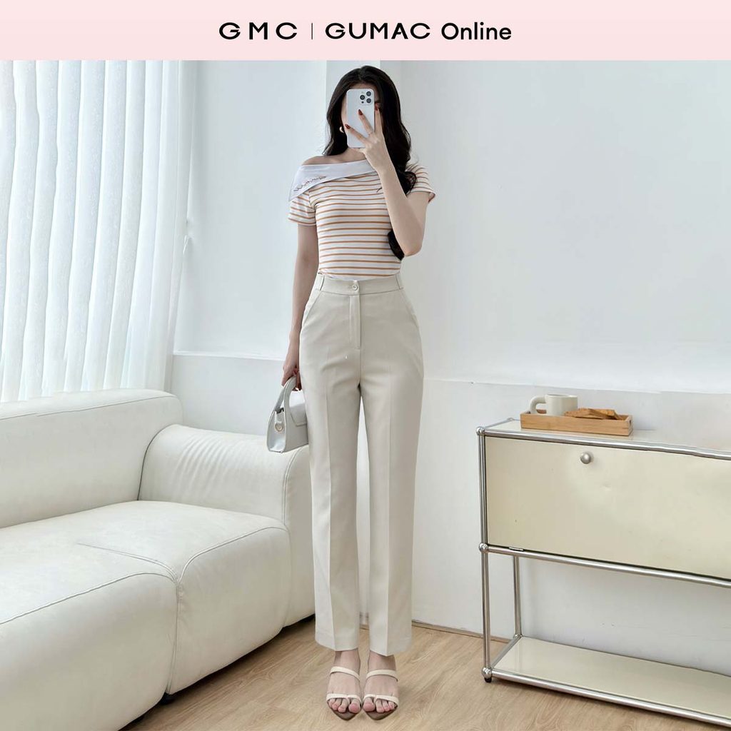 Quần tây nữ ống đứng lưng quai dê có túi thời trang GUMAC QF10026