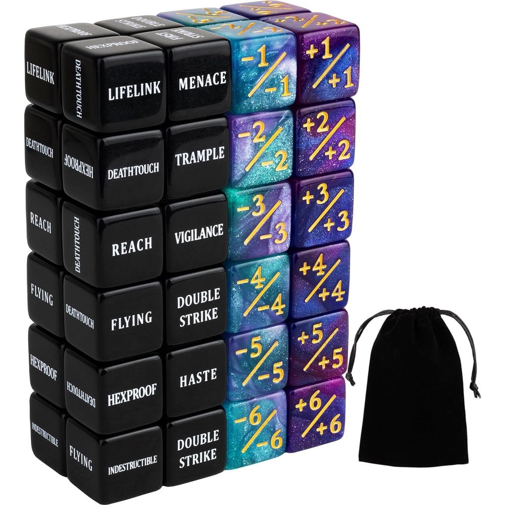 48 Miếng Từ Khóa MTG Dice Counter Plus 1 Life Counter Xúc xắc Khả năng Sinh vật Thống kê Buff Token 