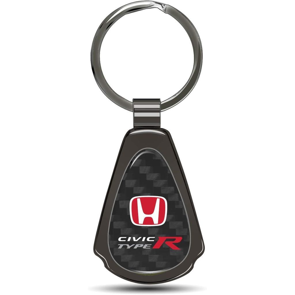 Dành Cho Xe Honda Red Logo Civic Type-R Sợi Carbon Thật Chrome Kim Loại Giọt Nước Móc Chìa Khóa