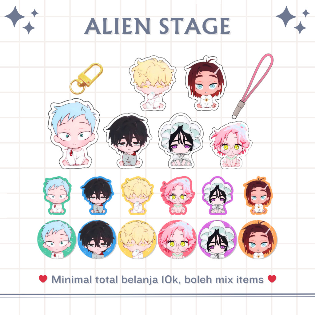 GLITTERY PIN ALIEN STAGE ALNST BABY | ACRYLIC KEYCHAIN | PHONE STRAP CHIBI ALIENSTAGE | GLITTERY
