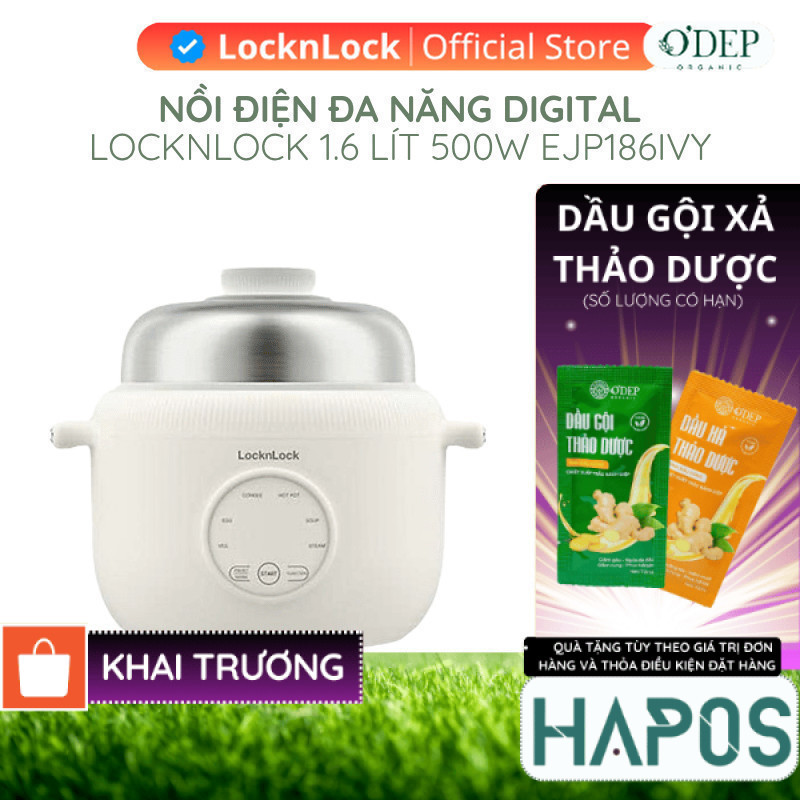 Nồi điện đa năng LocknLock Digital Multipot EJP186IVY 1.6 Lít 500W, Hàng chính hãng - HAPOS HSA