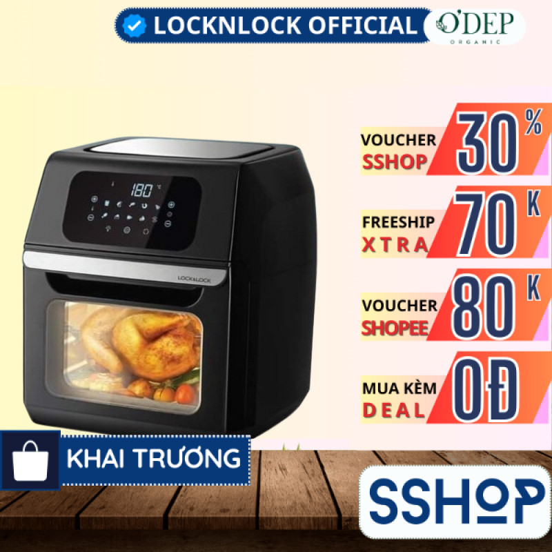 Nồi chiên không dầu LocknLock Chính Hãng, dung tích 12L EJF696BLK - SSHOP SSO
