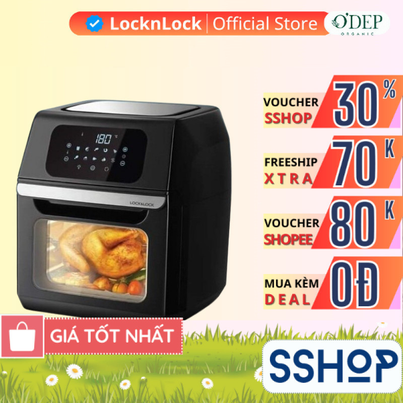 Nồi chiên không dầu LocknLock Chính Hãng, dung tích 12L EJF696BLK - SSHOP SSA