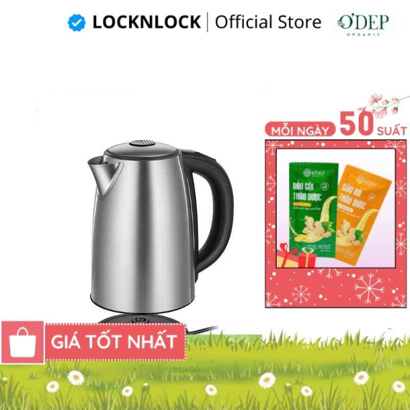 Ấm đun siêu tốc LocknLock 1.7L 2200W tùy chọn nhiệt độ sôi, giữ ấm pha sữa EJK136SLV - Chính Hãng HA