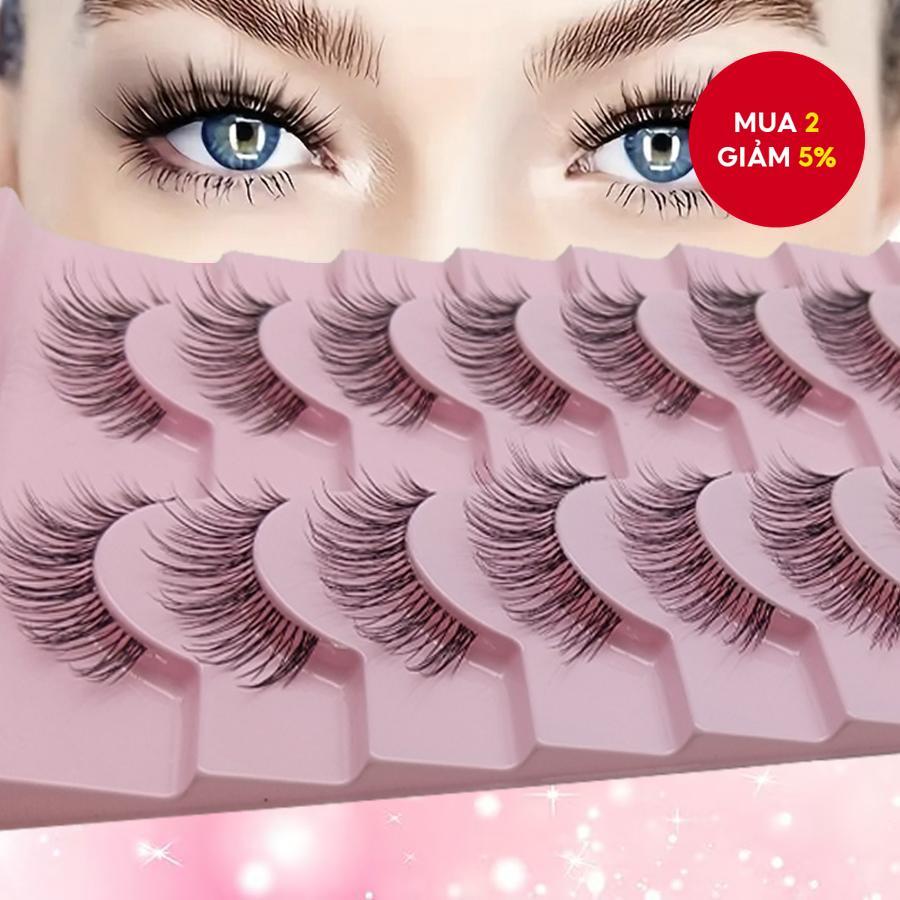 Mi mắt dài hơn 10 cặp mi giả anime 3D - Gọng trong, phong cách mắt anime tự nhiên.